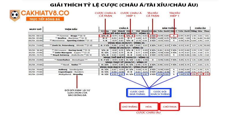 Cách tính tỷ lệ kèo 