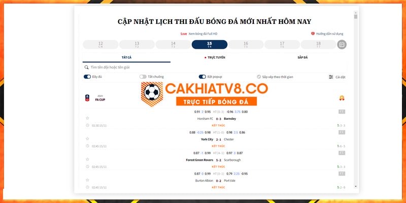 Khám phá lịch thi đấu bóng đá Cakhia TV